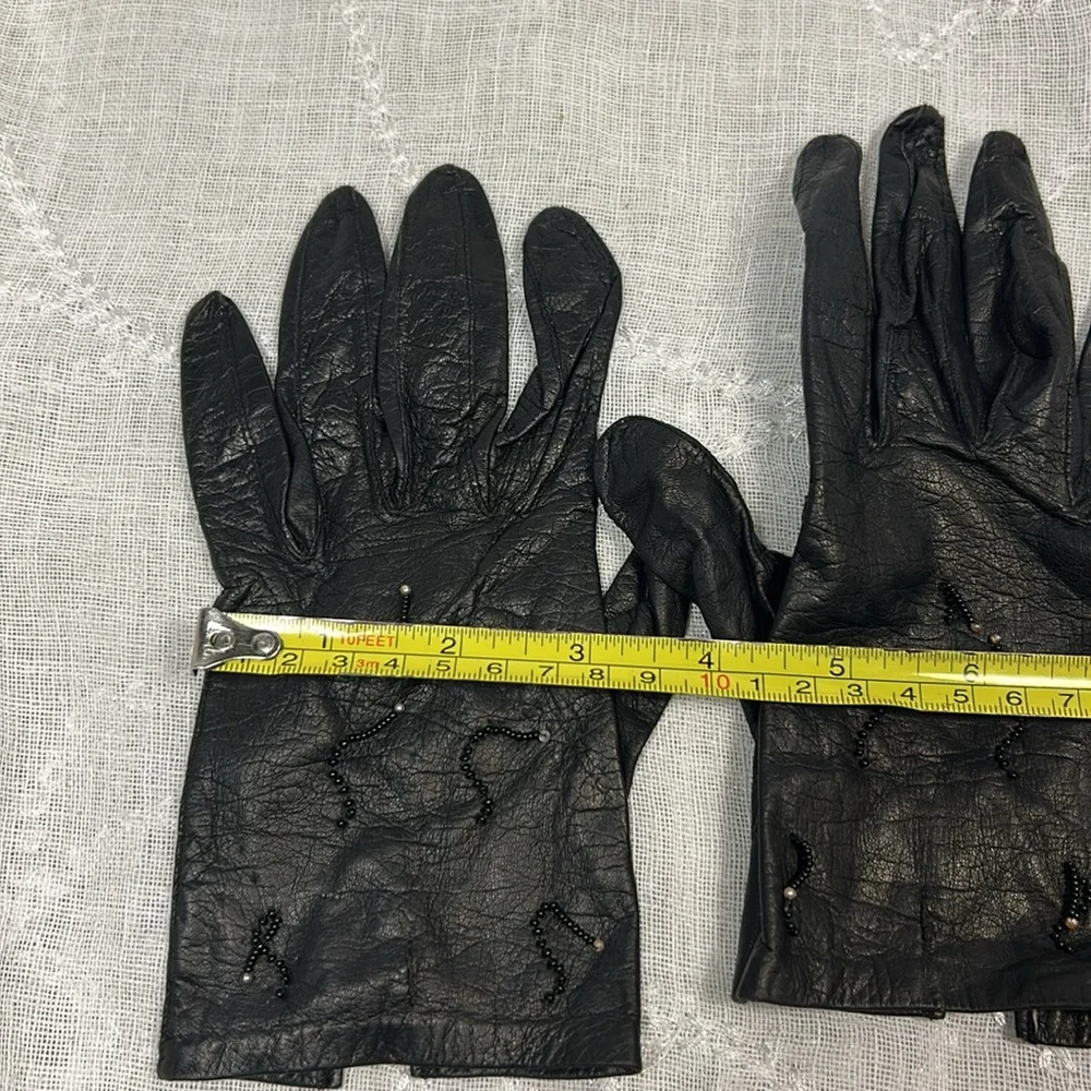 Vintage Regency for Alexander’s made in Italy leather gloves with beaded details